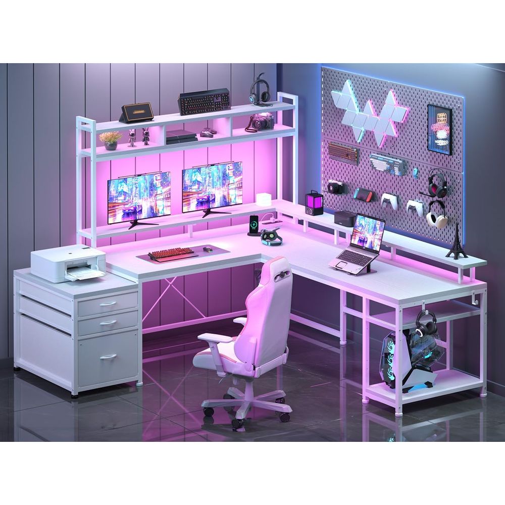 L Shaped Desk Setup - 104-дюймовый L-образный стол для домашнего офиса