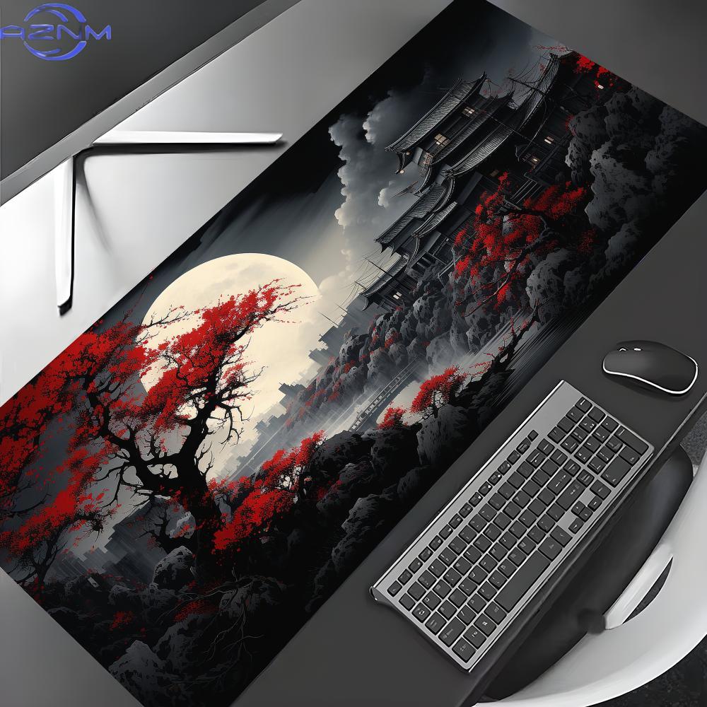 Desk Setup Red - Красно-черный коврик для мыши с художественным