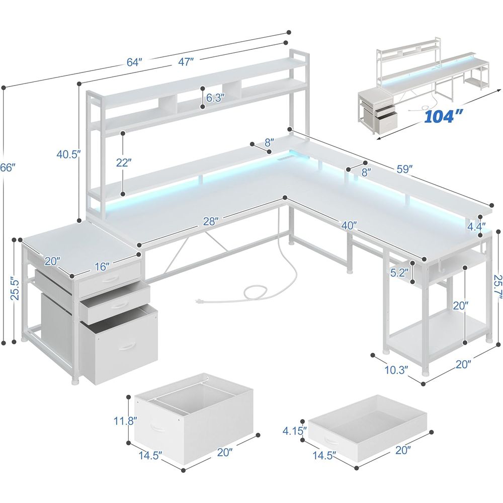 104-дюймовый L-образный стол д – обзор и цена L Shaped Desk Setup