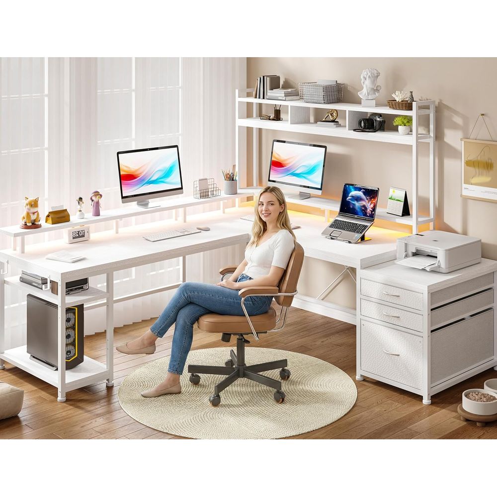104-дюймовый L-образный стол д – обзор и цена L Shaped Desk Setup