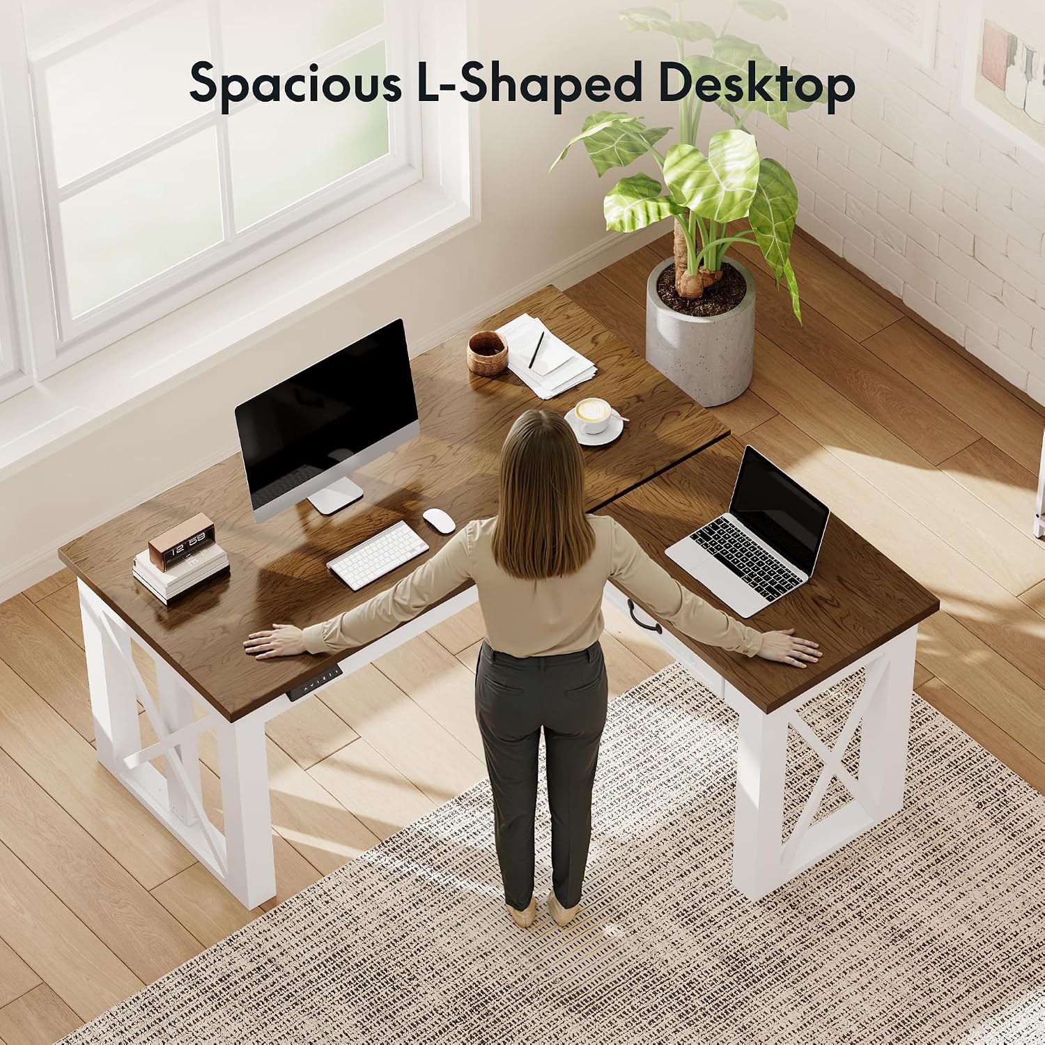 Г-образный стоячий стол с ящик – обзор и цена L Shaped Desk Setup