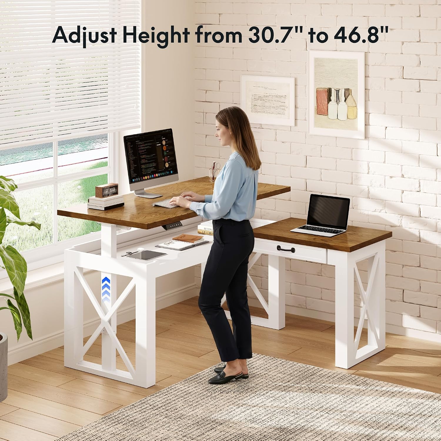 Г-образный стоячий стол с ящик – обзор и цена L Shaped Desk Setup