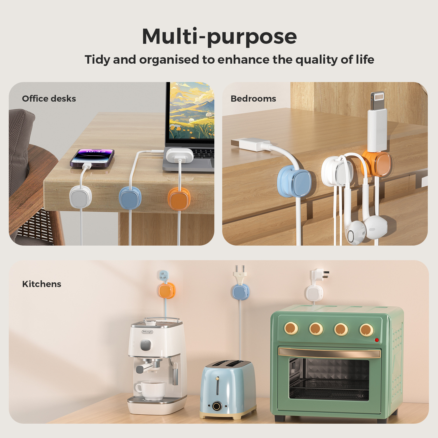 Клейкий органайзер для кабеля  – обзор и цена Desk Setup Cable Management