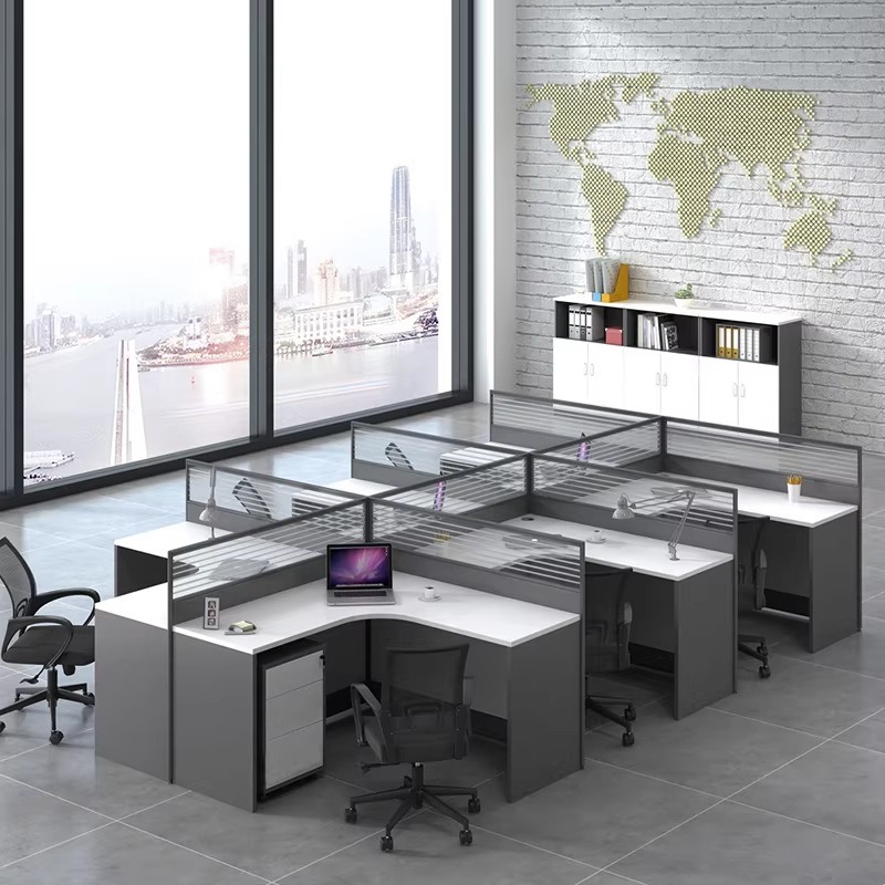 Белый офисный стол для 2, 4 ил – обзор и цена L Shaped Desk Setup
