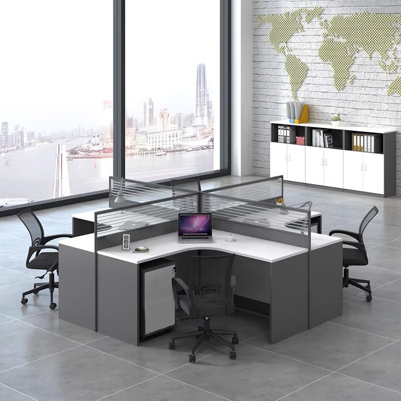 Белый офисный стол для 2, 4 ил – обзор и цена L Shaped Desk Setup