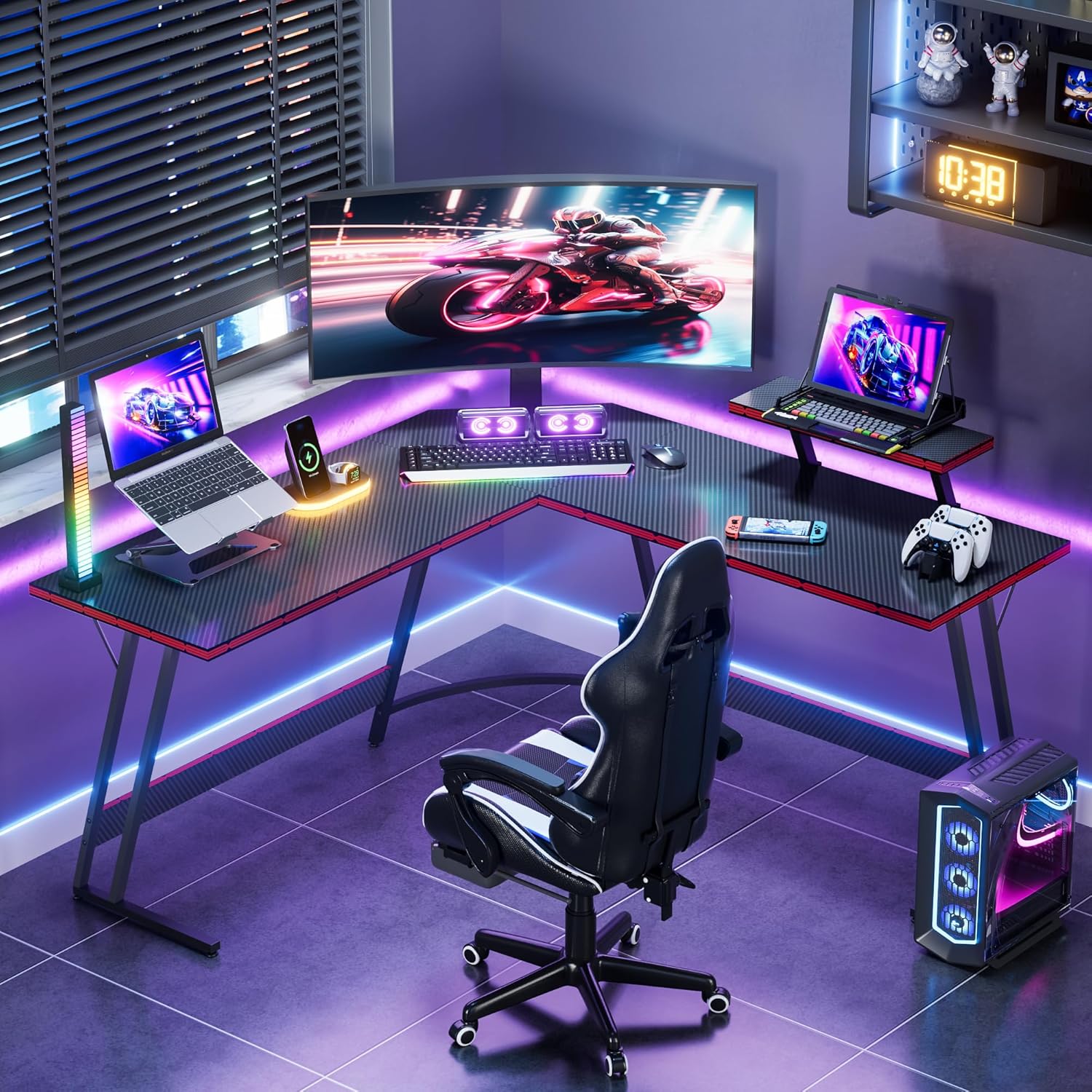 L-образный регулируемый игрово – обзор и цена L Shaped Desk Setup